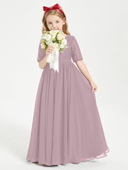 Lace Top Half Sleeved Junior Bridesmaids Dresses Dusk