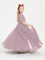 Lace Top Half Sleeved Junior Bridesmaids Dresses Dusk