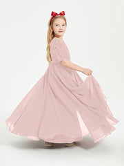 Lace Top Half Sleeved Junior Bridesmaids Dresses Dusty Rose