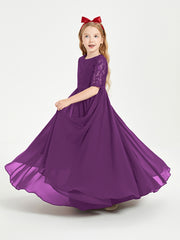 Lace Top Half Sleeved Junior Bridesmaids Dresses Grape