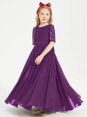 Lace Top Half Sleeved Junior Bridesmaids Dresses Grape