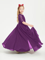 Lace Top Half Sleeved Junior Bridesmaids Dresses Grape
