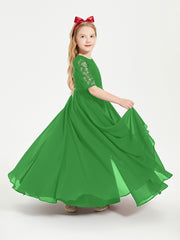 Lace Top Half Sleeved Junior Bridesmaids Dresses Green