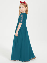 Lace Top Half Sleeved Junior Bridesmaids Dresses Ink Blue