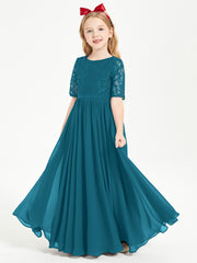 Lace Top Half Sleeved Junior Bridesmaids Dresses Ink Blue