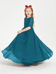 Lace Top Half Sleeved Junior Bridesmaids Dresses Ink Blue