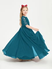 Lace Top Half Sleeved Junior Bridesmaids Dresses Ink Blue