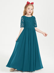 Lace Top Half Sleeved Junior Bridesmaids Dresses Ink Blue