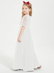 Lace Top Half Sleeved Junior Bridesmaids Dresses Ivory