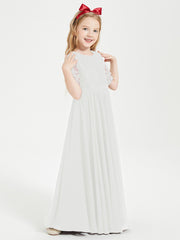 Lace Top Half Sleeved Junior Bridesmaids Dresses Ivory