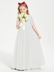 Lace Top Half Sleeved Junior Bridesmaids Dresses Ivory