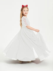 Lace Top Half Sleeved Junior Bridesmaids Dresses Ivory