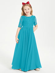 Lace Top Half Sleeved Junior Bridesmaids Dresses Jade