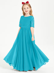 Lace Top Half Sleeved Junior Bridesmaids Dresses Jade