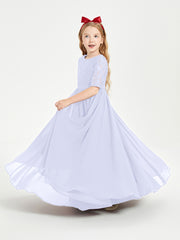Lace Top Half Sleeved Junior Bridesmaids Dresses Lavender