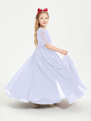 Lace Top Half Sleeved Junior Bridesmaids Dresses Lavender