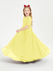 Lace Top Half Sleeved Junior Bridesmaids Dresses Lemon
