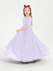 Lace Top Half Sleeved Junior Bridesmaids Dresses Lilac