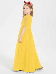 Lace Top Half Sleeved Junior Bridesmaids Dresses Marigold