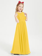 Lace Top Half Sleeved Junior Bridesmaids Dresses Marigold