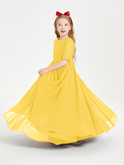 Lace Top Half Sleeved Junior Bridesmaids Dresses Marigold