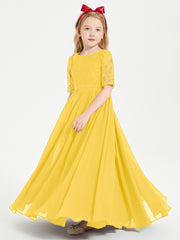 Lace Top Half Sleeved Junior Bridesmaids Dresses Marigold