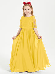 Lace Top Half Sleeved Junior Bridesmaids Dresses Marigold