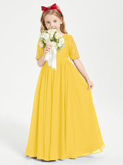 Lace Top Half Sleeved Junior Bridesmaids Dresses Marigold
