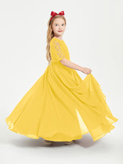 Lace Top Half Sleeved Junior Bridesmaids Dresses Marigold