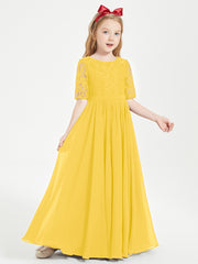 Lace Top Half Sleeved Junior Bridesmaids Dresses Marigold