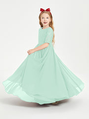 Lace Top Half Sleeved Junior Bridesmaids Dresses Mint Green