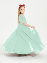 Lace Top Half Sleeved Junior Bridesmaids Dresses Mint Green