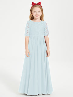 Lace Top Half Sleeved Junior Bridesmaids Dresses Mist