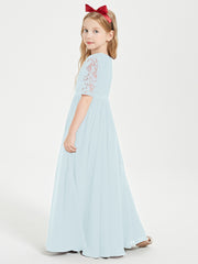 Lace Top Half Sleeved Junior Bridesmaids Dresses Mist