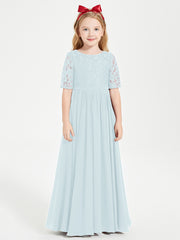 Lace Top Half Sleeved Junior Bridesmaids Dresses Mist