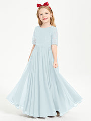 Lace Top Half Sleeved Junior Bridesmaids Dresses Mist