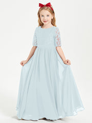 Lace Top Half Sleeved Junior Bridesmaids Dresses Mist