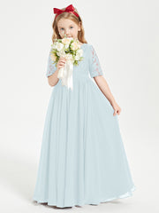 Lace Top Half Sleeved Junior Bridesmaids Dresses Mist
