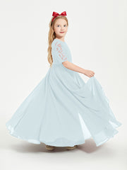 Lace Top Half Sleeved Junior Bridesmaids Dresses Mist
