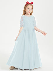 Lace Top Half Sleeved Junior Bridesmaids Dresses Mist