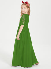 Lace Top Half Sleeved Junior Bridesmaids Dresses Moss