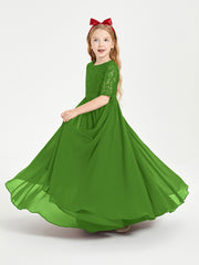 Lace Top Half Sleeved Junior Bridesmaids Dresses Moss