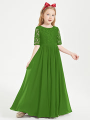Lace Top Half Sleeved Junior Bridesmaids Dresses Moss