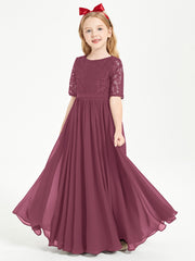 Lace Top Half Sleeved Junior Bridesmaids Dresses Mulberry