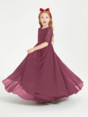 Lace Top Half Sleeved Junior Bridesmaids Dresses Mulberry