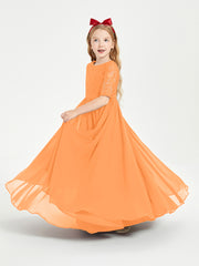 Lace Top Half Sleeved Junior Bridesmaids Dresses Orange