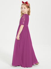 Lace Top Half Sleeved Junior Bridesmaids Dresses Orchid