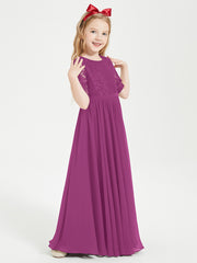 Lace Top Half Sleeved Junior Bridesmaids Dresses Orchid