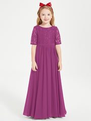 Lace Top Half Sleeved Junior Bridesmaids Dresses Orchid