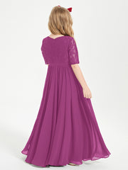 Lace Top Half Sleeved Junior Bridesmaids Dresses Orchid